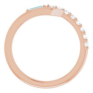 14K Rose Gold Natural London Blue Topaz & 1/6 CTW Natural Diamond Bypass Ring