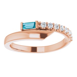 14K Rose Gold Natural London Blue Topaz & 1/6 CTW Natural Diamond Bypass Ring