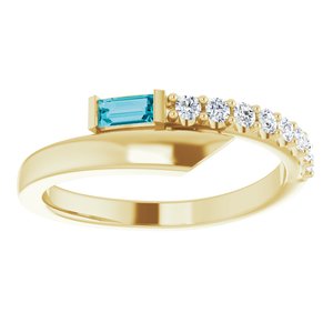 14K Yellow Gold Natural London Blue Topaz & 1/6 CTW Natural Diamond Bypass Ring