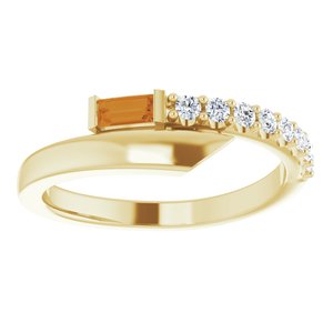 14K Yellow Gold Natural Citrine & 1/6 CTW Natural Diamond Bypass Ring