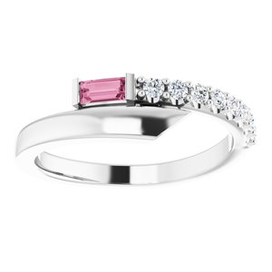 Platinum Natural Pink Sapphire & 1/6 CTW Natural Diamond Bypass Ring