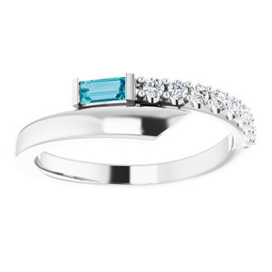 Sterling Silver Natural London Blue Topaz & 1/6 CTW Natural Diamond Bypass Ring