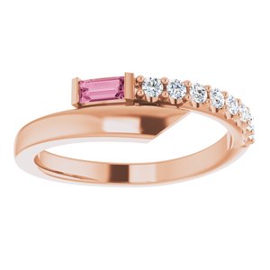 14K Rose Gold Natural Pink Sapphire & 1/6 CTW Natural Diamond Bypass Ring