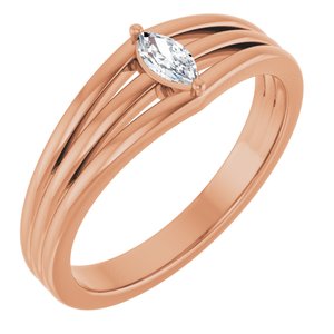 14K Rose Gold 1/8 CT Natural Diamond Geometric Ring