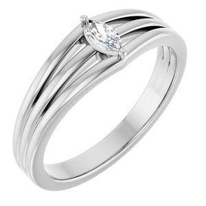 Platinum 1/8 CT Natural Diamond Geometric Ring