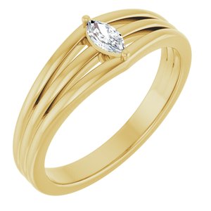14K Yellow Gold 1/8 CT Natural Diamond Geometric Ring