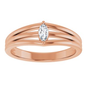 14K Rose Gold 1/8 CT Natural Diamond Geometric Ring