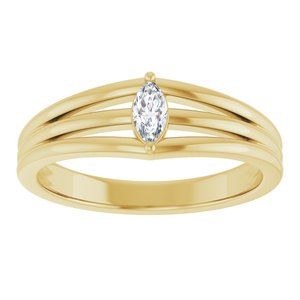 14K Yellow Gold 1/8 CT Natural Diamond Geometric Ring