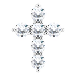 14K White 1/4 CTW Natural Diamond Cross Pendant