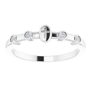 Sterling Silver .05 CTW Natural Diamond Stackable Cross Ring