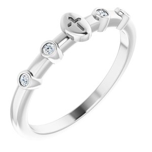 14K White Gold .05 CTW Natural Diamond Stackable Cross Ring