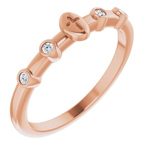 14K Rose Gold .05 CTW Natural Diamond Stackable Cross Ring