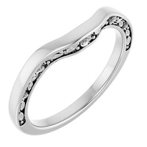 14K White Floral Matching Band