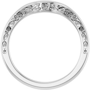 Platinum Floral Matching Band
