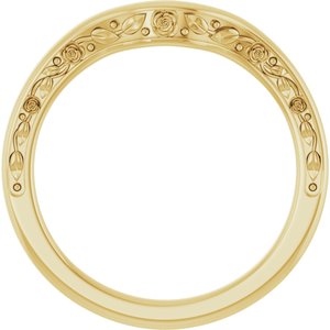 14K Yellow Floral Matching Band