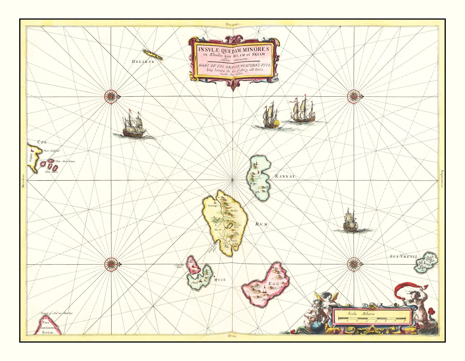 Vintage Map of Western Isles of Scotland 1665