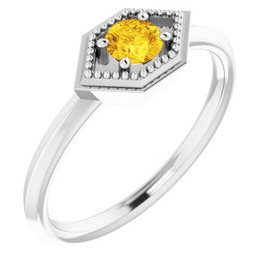 Platinum Natural Yellow Sapphire Geometric Ring