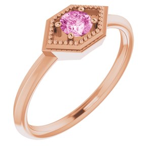 14K Rose Gold Natural Pink Sapphire Geometric Ring