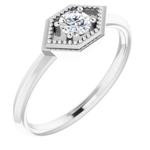 14K White Gold Natural White Sapphire Geometric Ring