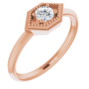 14K Rose Gold Natural White Sapphire Geometric Ring