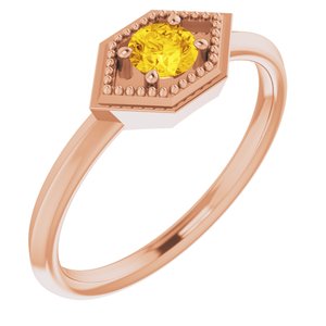 14K Rose Gold Natural Yellow Sapphire Geometric Ring