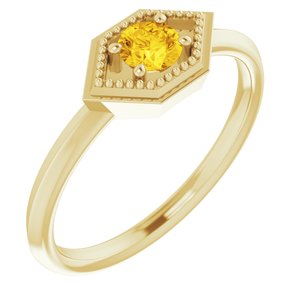 14K Yellow Gold Natural Yellow Sapphire Geometric Ring