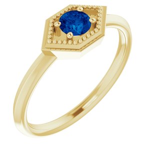 14K Yellow Gold Natural Blue Sapphire Geometric Ring