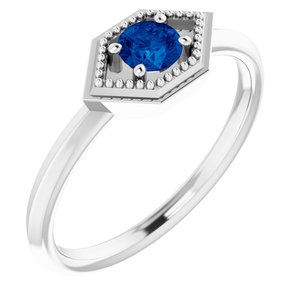 Platinum Natural Blue Sapphire Geometric Ring