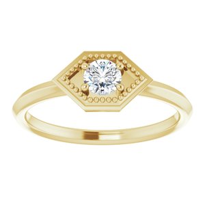 14K Yellow Gold Natural White Sapphire Geometric Ring