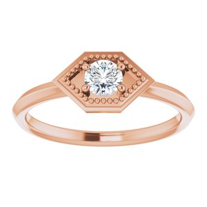 14K Rose Gold Natural White Sapphire Geometric Ring