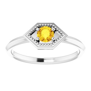 14K White Gold Natural Yellow Sapphire Geometric Ring