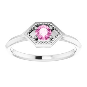 Platinum Natural Pink Sapphire Geometric Ring