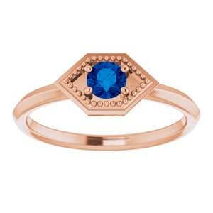 14K Rose Gold Natural Blue Sapphire Geometric Ring