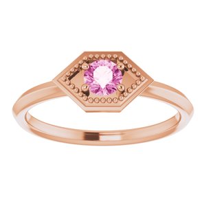 14K Rose Gold Natural Pink Sapphire Geometric Ring