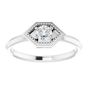 14K White Gold Natural White Sapphire Geometric Ring