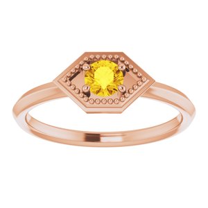 14K Rose Gold Natural Yellow Sapphire Geometric Ring