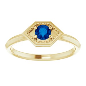 14K Yellow Gold Natural Blue Sapphire Geometric Ring