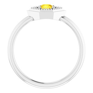 Platinum Natural Yellow Sapphire Geometric Ring