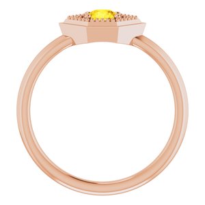 14K Rose Gold Natural Yellow Sapphire Geometric Ring
