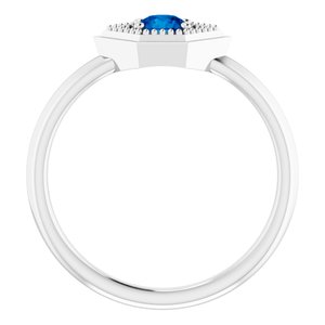 Platinum Natural Blue Sapphire Geometric Ring