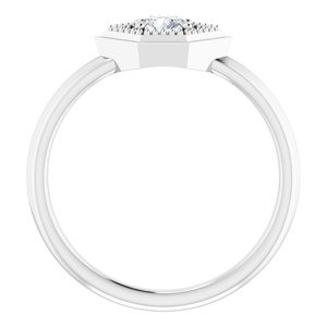 Platinum Natural White Sapphire Geometric Ring