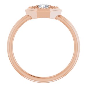 14K Rose Gold Natural White Sapphire Geometric Ring