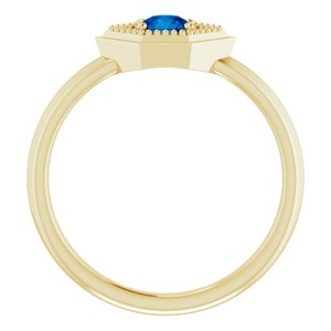 14K Yellow Gold Natural Blue Sapphire Geometric Ring