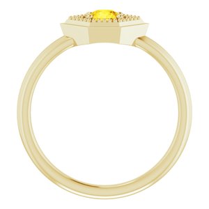 14K Yellow Gold Natural Yellow Sapphire Geometric Ring
