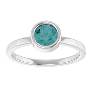 Rhodium-Plated Sterling Silver 5.5 mm Lab-Grown Alexandrite Ring
