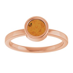 14K Rose Gold 5.5 mm Natural Citrine Ring