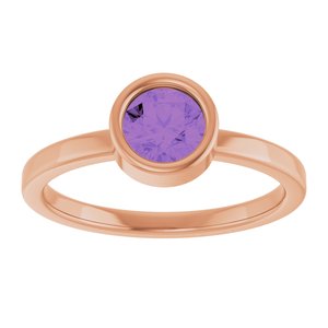 14K Rose Gold 5.5 mm Natural Amethyst Ring