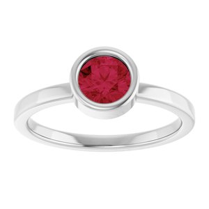 14K White Gold 5.5 mm Lab-Grown Ruby Ring