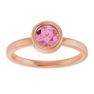14K Rose Gold 5.5 mm Natural Pink Tourmaline Ring