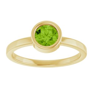 14K Yellow Gold 5.5 mm Natural Peridot Ring